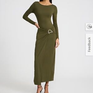 Long Sleeve Hardware Wrap Maxi Dress
